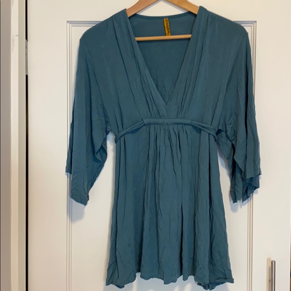 Rachel Pally Teal Blue Caftan Top Blouse Tunic